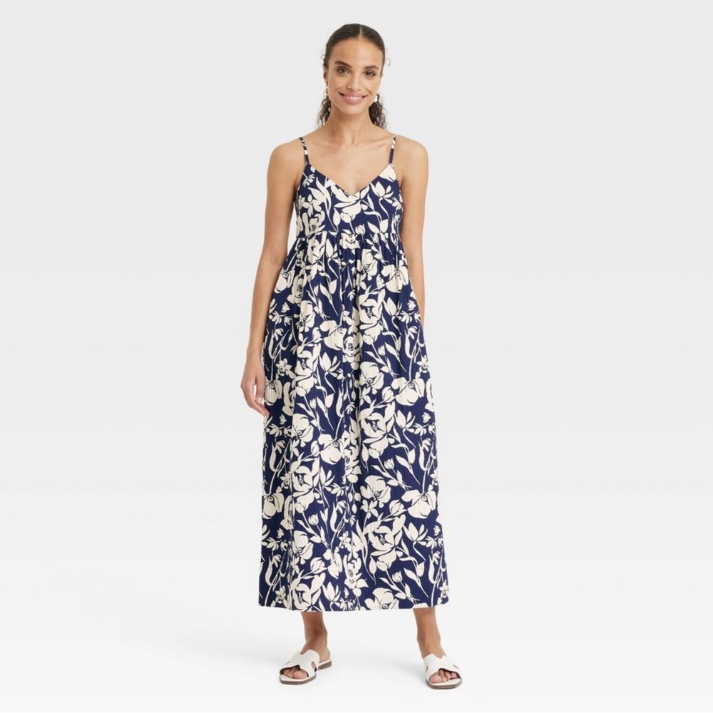 Universal Thread Blue and White Spaghetti Strap Sundress